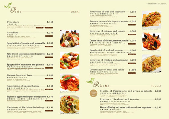 イタリアンメニュー